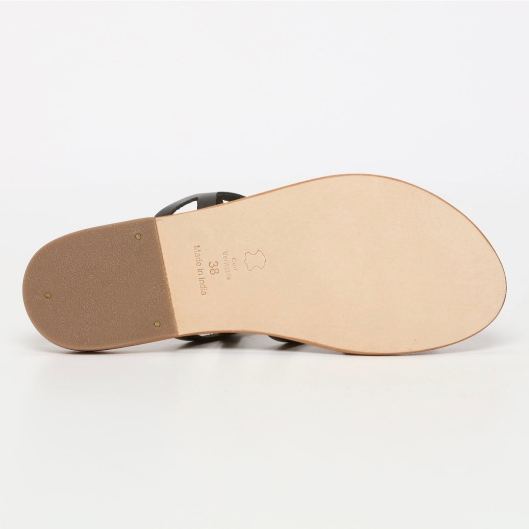 Sandales "Siren" en cuir noir – Chic & Confort.