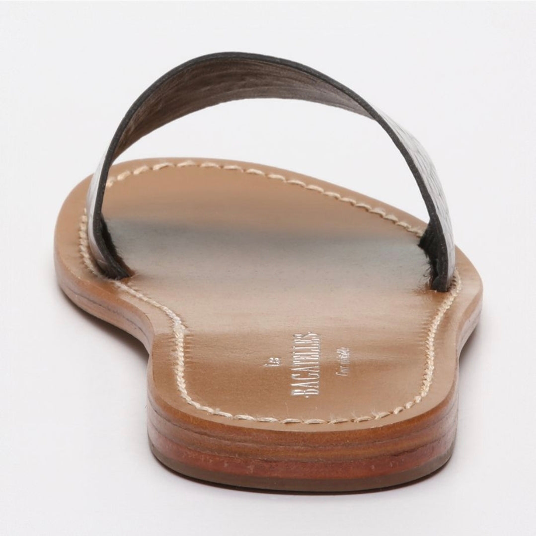 Sandales Cuir Effet Crocodile – Argent Foncé
