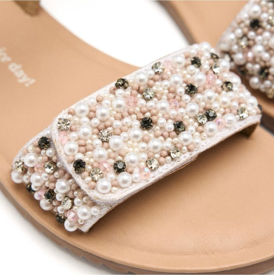 Sandales Perlées Enfant – Blanc