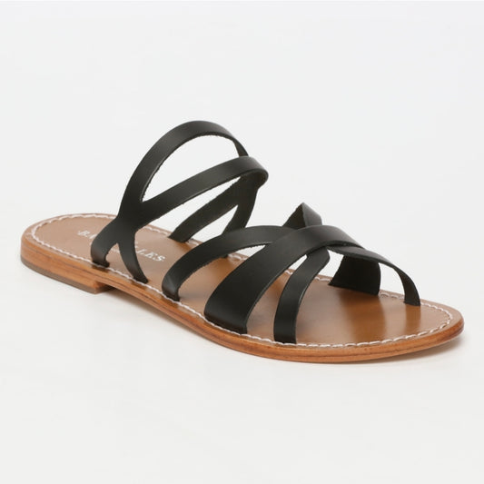 Sandales "Siren" en cuir noir – Chic & Confort.