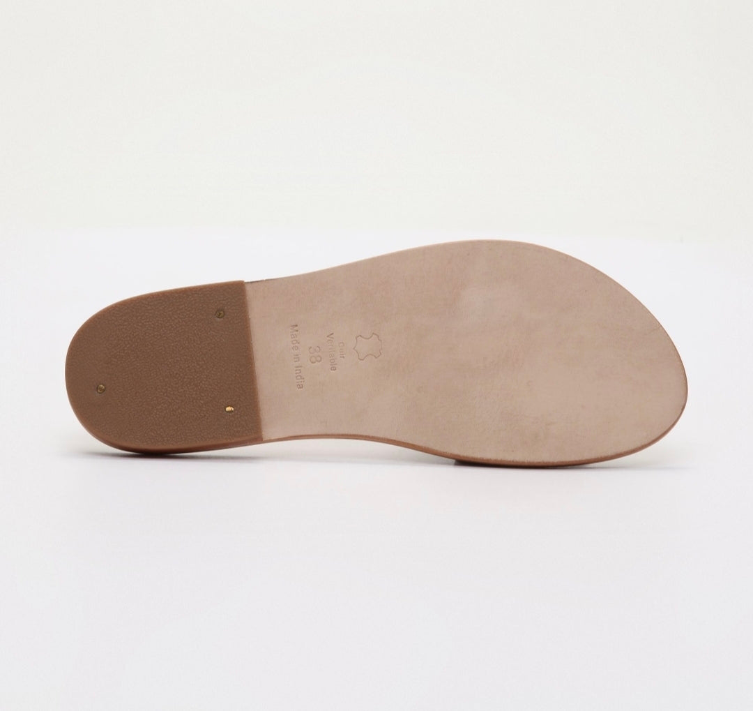 Sandales Cuir Effet Crocodile – Argent Foncé