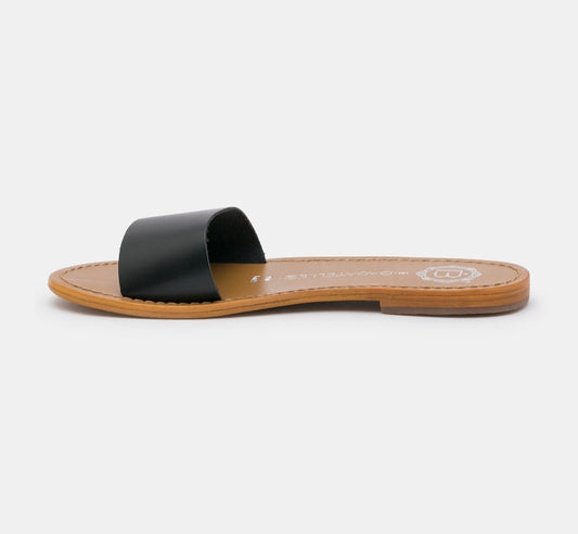 Sandales Plates en Cuir Noir