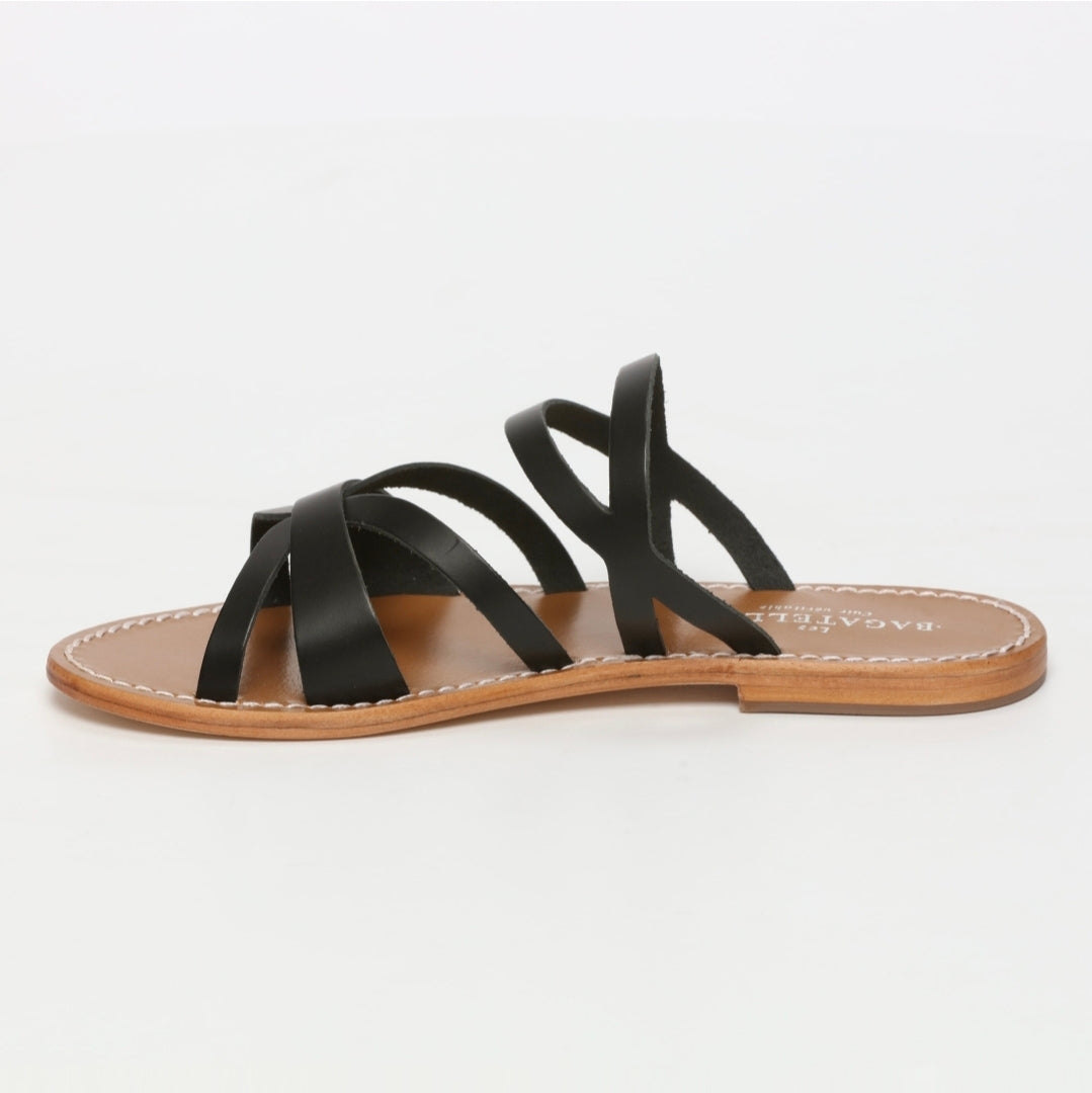 Sandales "Siren" en cuir noir – Chic & Confort.